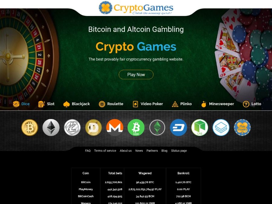 Crypto.Games - криптовалютное казино онлайн: выплачивают 98,028% ставок