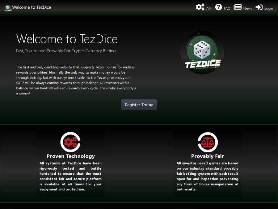 Tezos Dice - честное казино с краном на криптовалюте Tezos Coin TEZ / XTZ