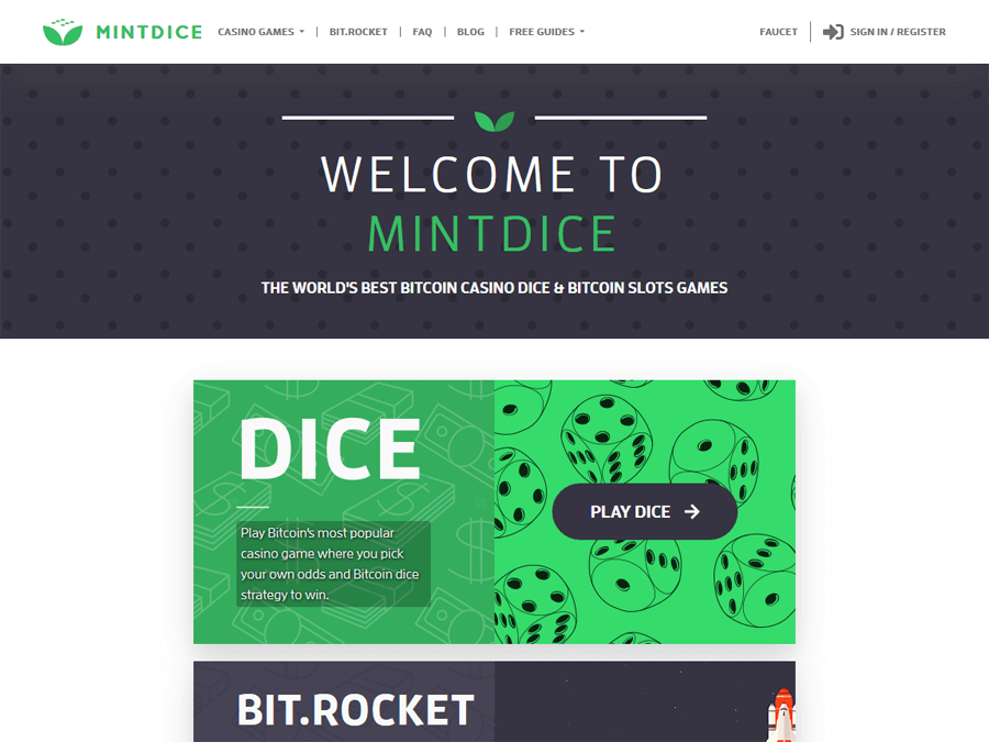 MintDice - online казино Bitcoin с беспроигрышными инвестициями и краном