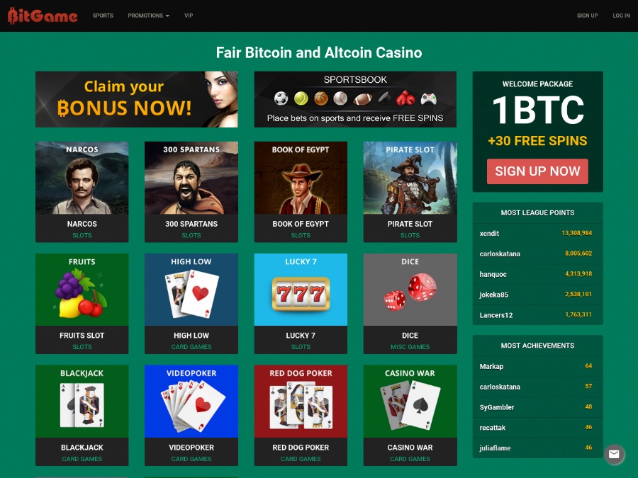 Bitgame Online - BTC казино: Dice, Blackjack, Videopoker, Heads Or Tails, Poker